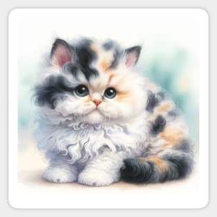 Selkirk Rex Watercolor Kitten - Cute Kitties Sticker